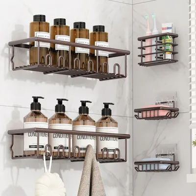 5 Pack Brown Adhesive Bathroom Holders & Dispensers Best Deal