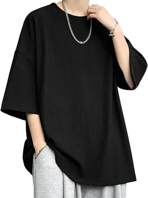 Nippaws Tシャツ メンズ 夏服 3/4袖 大きめシルエット クール 伸縮性あり Lサイズ