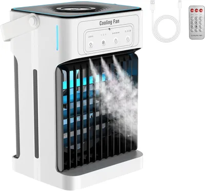 Mini Aire Acondicionado Portátil, Enfriador de Aire de 1100 ml, 3 Velocidades, 3 Nebulización, Programación de 2-8H, 7 LED Climate