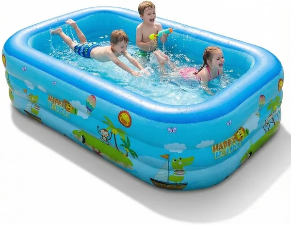 Inflatables Paddelpool 210 x 135 x 60 cm Kinderpool, Schwimmspaß für Draußen