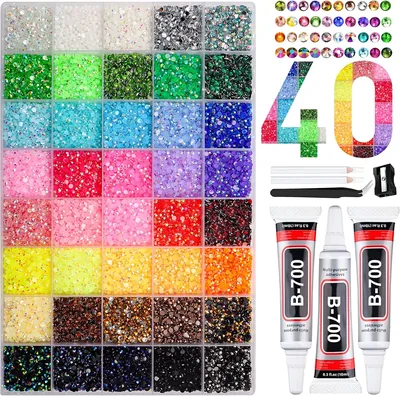 Konus 40 000 stück Bedazzler-kit med lim, 40 färger 3 mm harts strass för nageldesign, göra själv hantverk, diamantmål - Best Deal