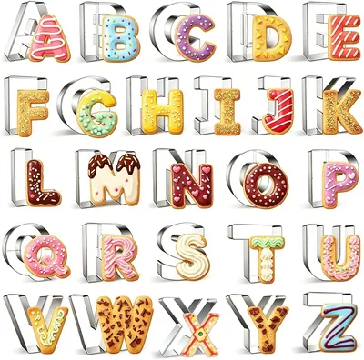 Alphabet Cookie Cutter 26 stukar, Bokstörm C:A Z | Stål kexsnyrre för fondant, kakor och biskiter - Best Deal