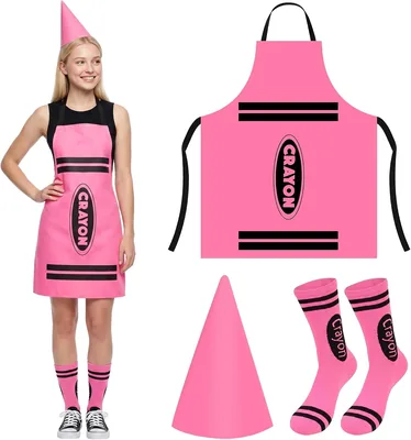 AOOWU Colorful Pencil Costume with Hat Apron Socks | Best Deal