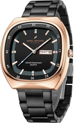 Daniel Hechter Paris Bercy Collection Analog Quartz Watch for Men with Square Dial, Day-Date Display, Crystal Hour Markers