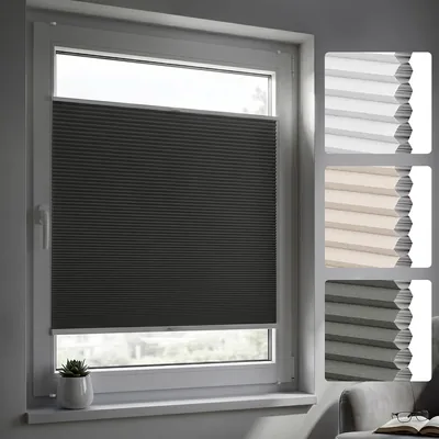 Jalousiescout Easyfix Allday Honigwabenpleiter, ohne Bohren erforderlich, mit Klemmfix, 85 x 120 cm (B x H), Grau, Schwarz