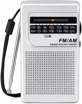 Rádio Portátil AM/FM Recarregável de 2 Bandas | USB ou Pilha com Entrada para Fone