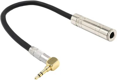 Lychae 6.35メス-3.5オス プラグ ジャックステレオ Hi-Fi マイク オーディオ延長ケーブル (短い90度直角) - Best Deal