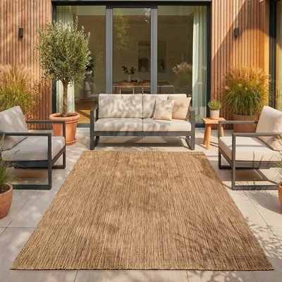 SIMPEX Außenmatte Braun 280 x 370 cm Balkon Terrasse Garten Witterungsbeständig UV-Resistent XXL Extra Groß Flachgewebe Einfach