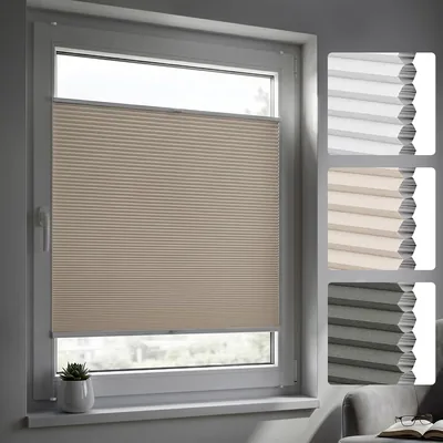 Jalousiescout Honigzell Pleated Blind TDBU Klemmfix Kein Bohren 80 x 200 cm (B x H) Beige | Easyfix Alltag Blackout Thermisch