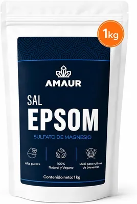 Sal Epsom AMAUR 1 kg | Sulfato de Magnesio Heptahidratado de Alta Pureza | Ideal para Baños Relajantes, Cuidado Personal y Su