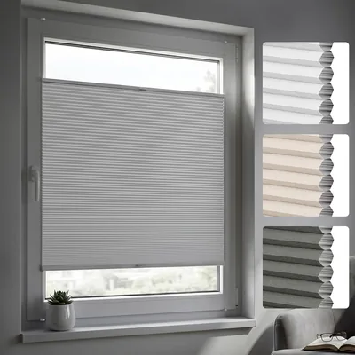 Jalousiescout Easyfix Allday Honigzell-Store, ohne Bohren erforderlich, mit Klemmfix, 55 x 100 cm (B x H), Weiß, Schwarz