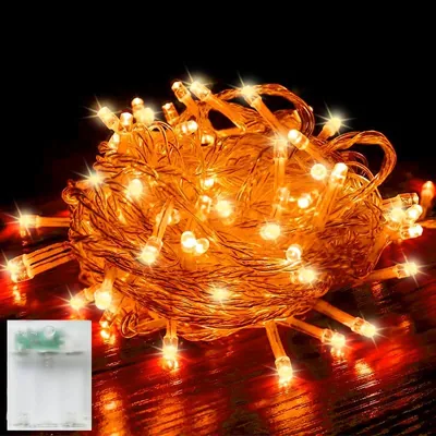 Luces de hilo naranjas con batería, 3M 30 LED luces decorativas para Halloween Otoño, temporizador de 6 horas, para Halloween, Navidad