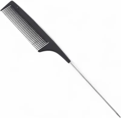Black Rat Tail Comb with Metal Pin Handle - Fine Tooth for Hair Sectioning & Styling - Best Deal