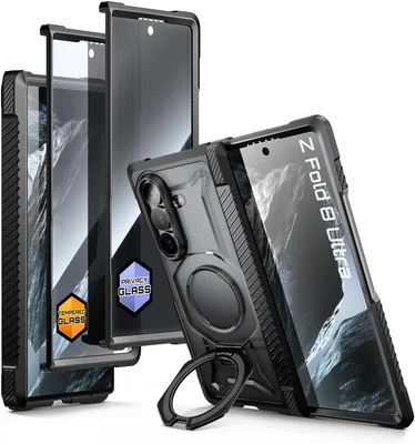 SUPCASE Galaxy Z Fold 8 Ultra Fallskyddsväsk med HD & Privacynetvät, Svart | Kompatibel med MagSafe Rugged Protective Case, Hinge