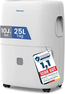 Newentor Elektrischer Luftentfeuchter, 25 L, Keller- und Raumluftentfeuchter für 215 m³/80 m² mit Timer