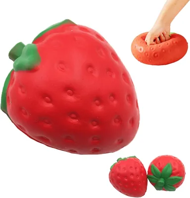Giant Strawberry Squishy Stress Ball - 14cm Realistic Fruit Squeeze