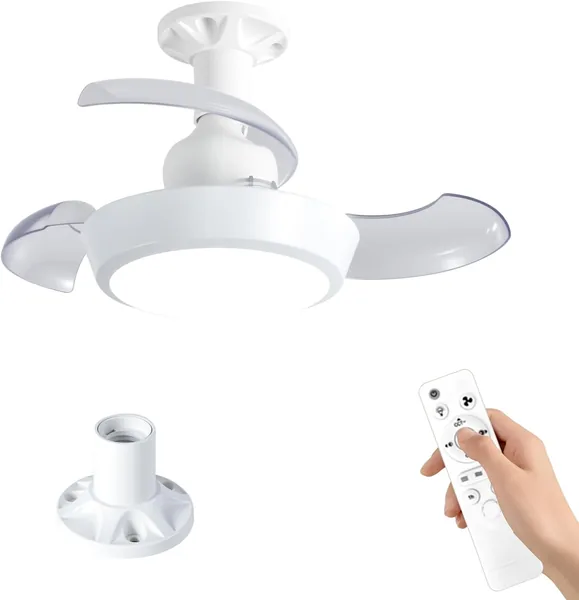 Ventilateur de Plafond avec Lumière et Télécommande, 42CM Petit Plafonnier Ventilateur E27 Sans Installation, Silencieux, Amp - Best Deal