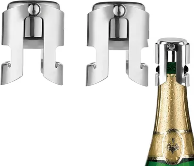 Stainless Steel Champagne Stoppers 2 Pack - Leak Proof Wine Stopper