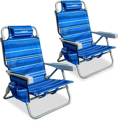 ARURU Beach Chairs 2 Pack - Portable Folding Chair Best Deal