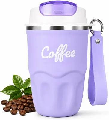 Coffee Vacuum Flask, 1 Count Portable Coffee Cup with Lid & Handle, Stainless Steel Insulated Water 