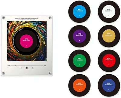 Magnetisk frigmmagnet med NFC-induktion och singande speaker, retro musikfridgemagneter med spelare
