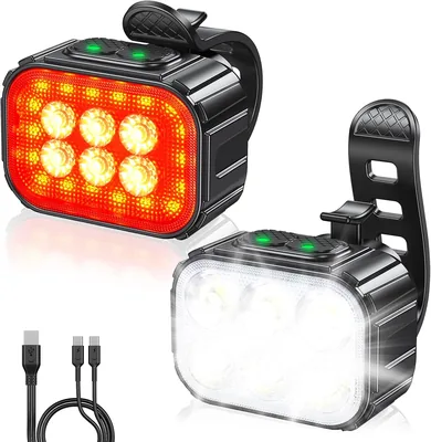 CIRYCASE Bike Lights Set - USB Rechargeable Headlight