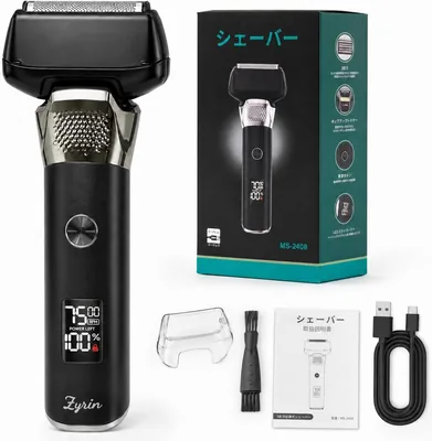 Zyrin 5枚刃 電動シェーバー 高速回転モーター 深剃り 乾湿両用 USB充電式 急速充電 低騒音 IPX7防水 お風呂剃り可 LEDディスプレイ付き 軽量