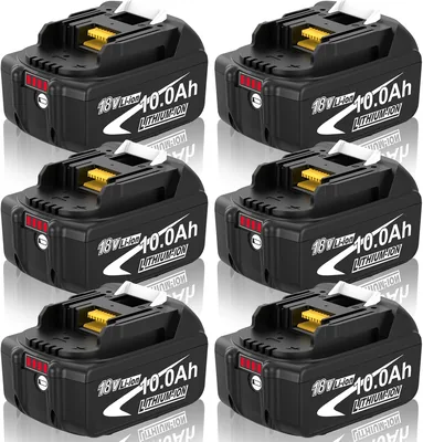 6x 10,0 Ah Ersatzakku für Makita Batterie 18V 10.000 mAh (BL1860B, BL1850B, BL1850, BL1845, BL1840, LXT-400) - Best Deal