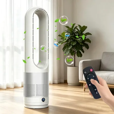 CFITANK Rotorloser Ventilator mit Fernbedienung - Kühlstar, Luftkühler, Mobilklimaanlage, 8 Stufen, 80° Schwingung, 8h