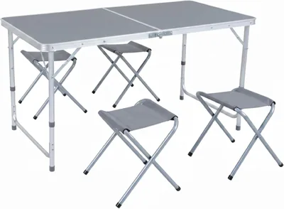Tavolo da Campeggio Baroni Pieghevole con 4 Sedie Pieghevoli, Tavolo in Alluminio con Top in MDF, Leggero, Ideale per il Camping - 66% di Sconto