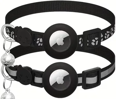 AirTag Cat Collar Breakaway with Bell, 2 Pack Reflective Nylon Kitten Collar for Apple AirTag, Pink, Adjustable - Best Deal