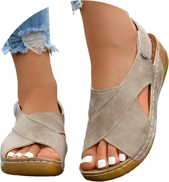 Sandalias para Mujer de Verano con Plataforma y Tacón Cuña - Sandalias de Playa Antideslizantes cómodas
