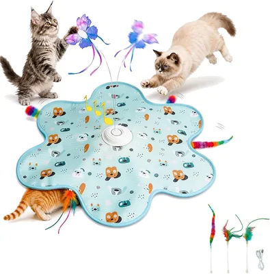 Qpets® इंटरएक्टिव कैट टॉय - छुपाने और खोजने वाली फेदर कवर के साथ, रिचार्जेबल ऑटोमैटिक कैट टीजर, 3 स्पीड मोड, USB-C - 37% ऑफ