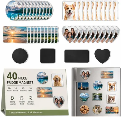 40 stukar Sublimationsmagneter Craft Set, Klar Akryl DIY Fridge Magnet | Hemma Användbar Magnet
