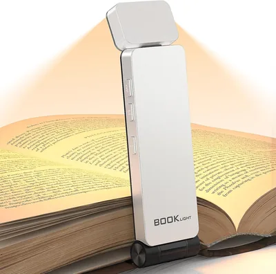 Luce da Lettura Ricaricabile BKXCHA USB, 3 Colori e 3 Livelli di Luminosità per la Lettura Continua dei Libri