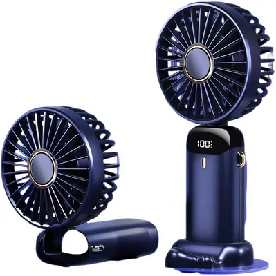 Taschenventilator mit USB-Ladeanschluss, variablen 5 Geschwindigkeiten, faltbarer Schreibtischventilator mit LED-Anzeige für Zuhause, Office, Outdoor - Best Deal