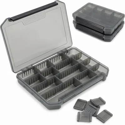 Fiskbox med fiskfärdighet 20.5 × 14.7 × 2.8 cm, 10 uttagbara delar | Lätt PP-fiskbox med privatslid och fl