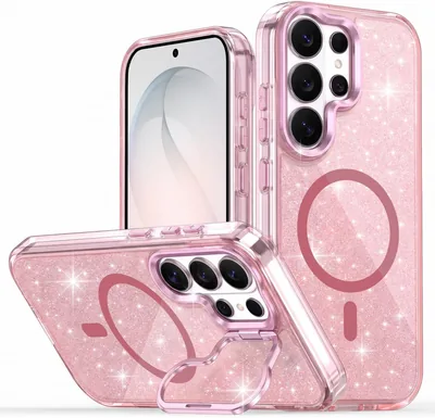 Tawarror Magnetisk Kas för Samsung Galaxy S26 Ultra med Inbyggd Stånd kompatibel med Magsafe, Bling Sparkelande Kas