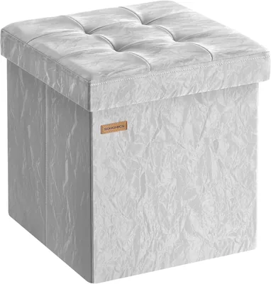 SONGMICS Minota LSF522GN01: Puf de Almacenamiento plegable con reposapies, 38x38x38 cm, Gris