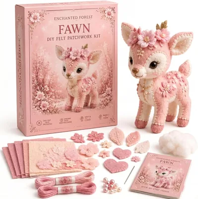 Pink Woodland Friends DIY Felt Patchwork Kit Best Deal