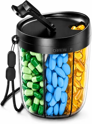 PALTUZ Pill Organizer, 6 Compartments