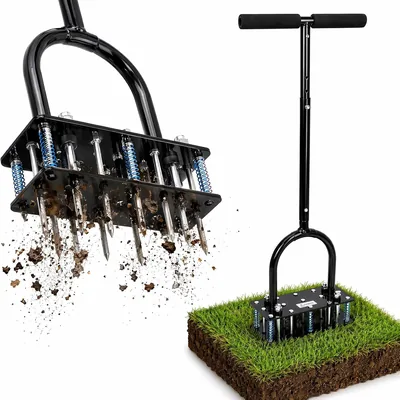 KORVORIA Luftventilator för markanrörning med 15 stahlpegn | Aerator med automatisk växling av röror, höjdsjusterbar