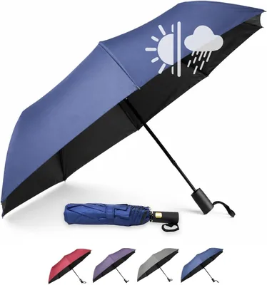 Umbrellas Solares QILZO UPF 50 | 2 en 1: Protección contra Lluvia y UV | Automático contra Vientos | 8 Fibra de Vidrio
