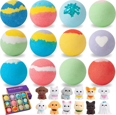 Dog Themed Bath Bombs Pack of 12 with Surprise Toys