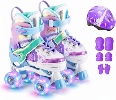 Patins Quad para Menina com Kit de Proteção