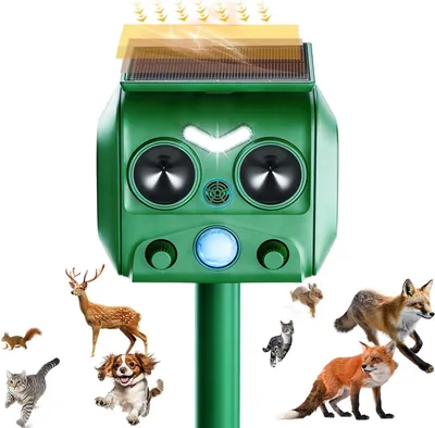 Repellente per Gatti Ultrasonico Solare IP66 Impermeabile con Frequenza Regolabile 5 Modalità