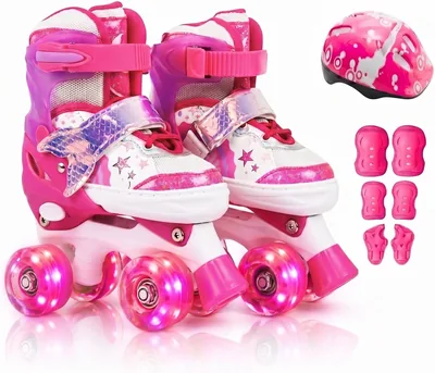 Patins com Rodas Quádruplas para Meninas com Kit de Proteção