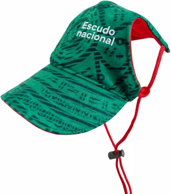 Gorra Visera Mundialista para Mascotas, Temática Fútbol México 2026: Tela Tipo Fieltro Verde, Cordón Ajustable