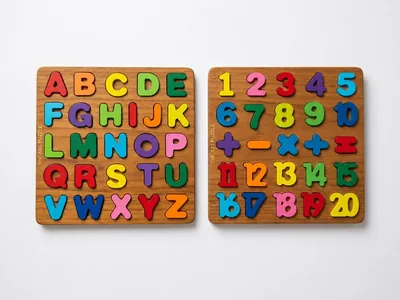 Wooden 2-in-1 Puzzle Set: Alphabet & Numbers for Kids