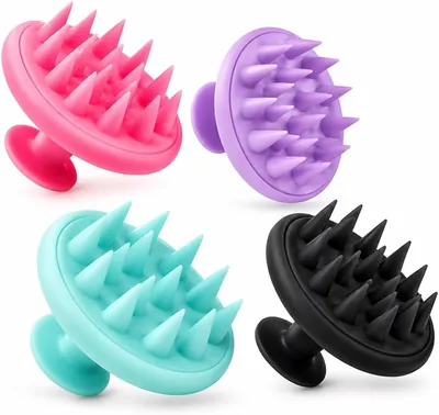 Escova Massageadora para Couro Cabeludo em Silicone - Limpeza Profunda e Relaxamento, Uso com Shampoo ou a Seco